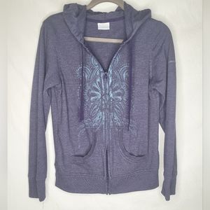 Columbia Full-Zip Hoodie Large Navy Blue Light Blue Design 💙